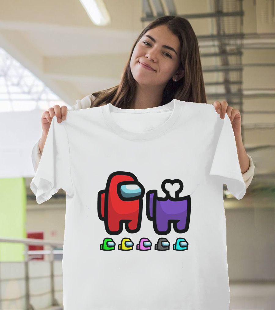 Among Us Crewmates and Dead Body Colors Red Purple Green Blue Yellow Pink Black T-Shirt