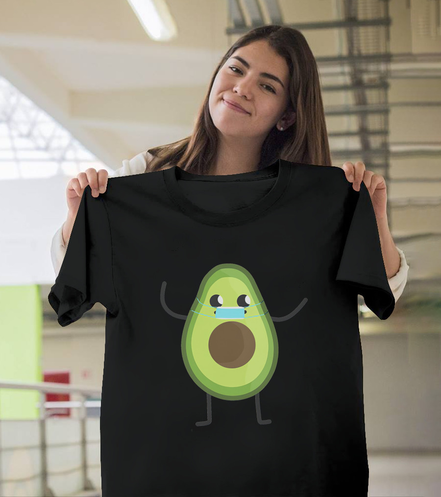 Avogato Avocado Wearing Mask Cute Fruit Character T-Shirt
