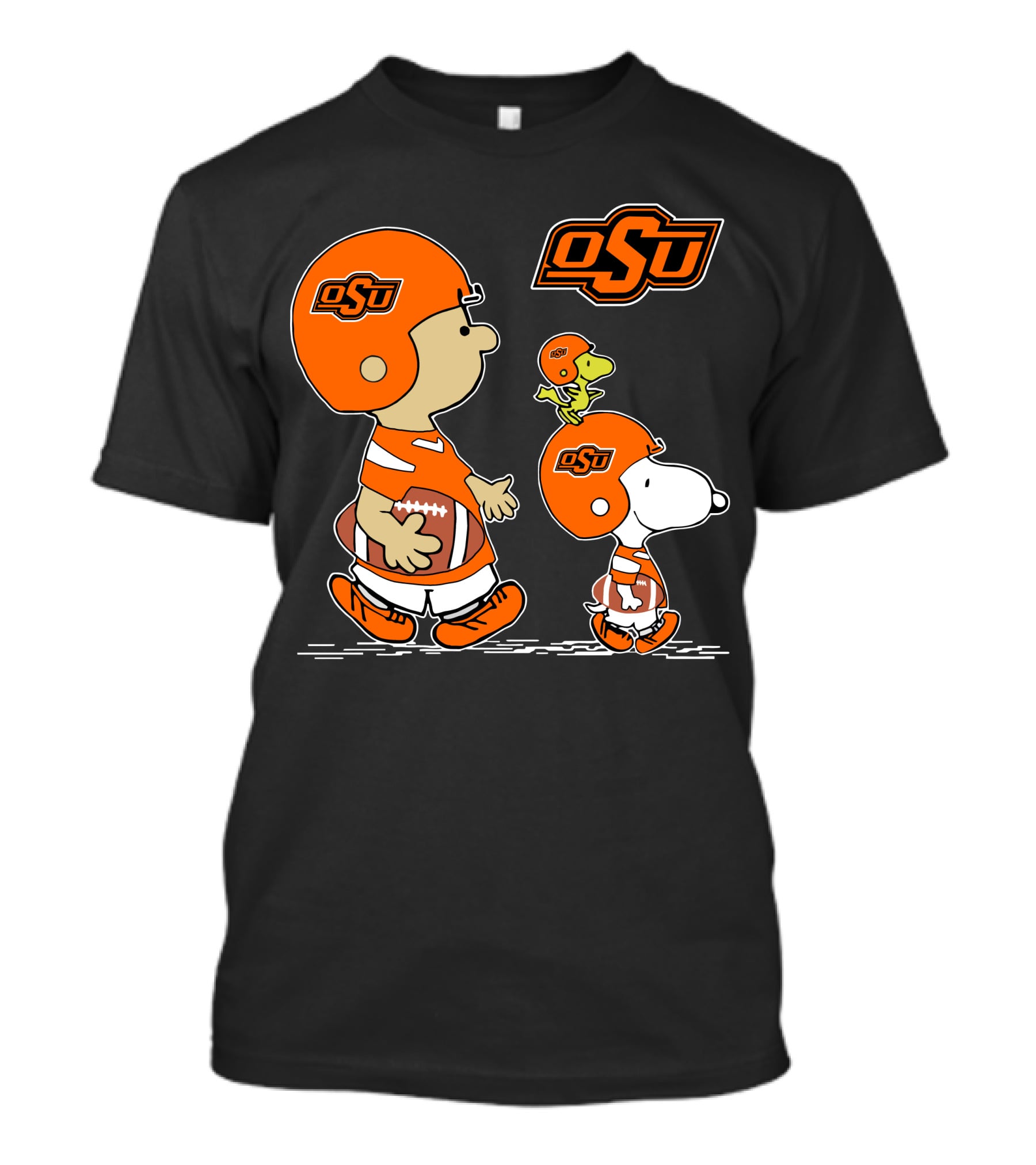 Osu Oklahoma State Cowboys Peanuts Football Collaboration With Snoopy And Woodstock T-Shirt