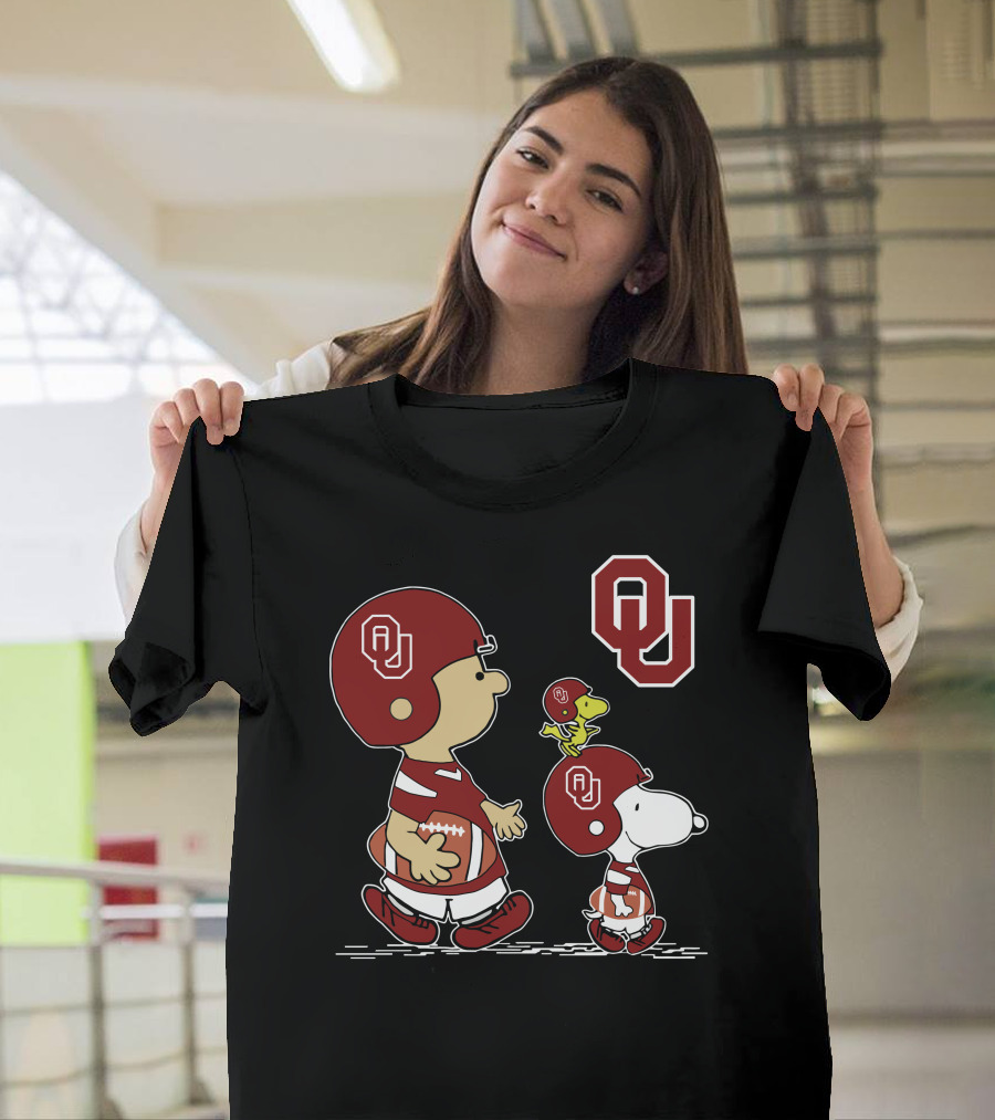 Ou Sooners Football Featuring Peanuts Characters Charlie Brown And Snoopy T-Shirt