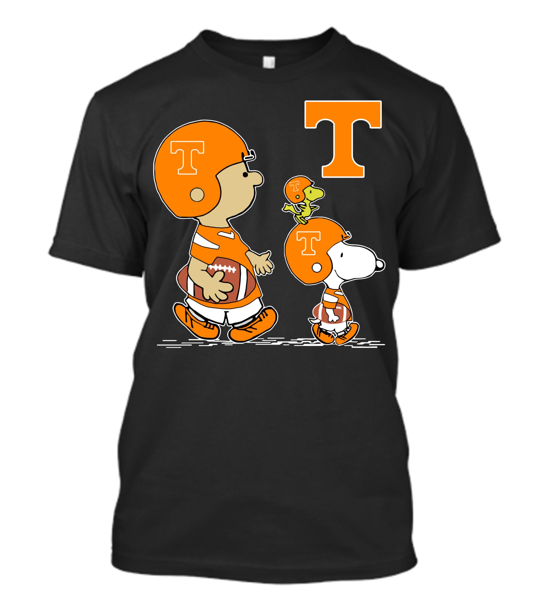 Tennessee Volunteers Peanuts Characters Football Helmet Charlie Brown Snoopy Woodstock T-Shirt