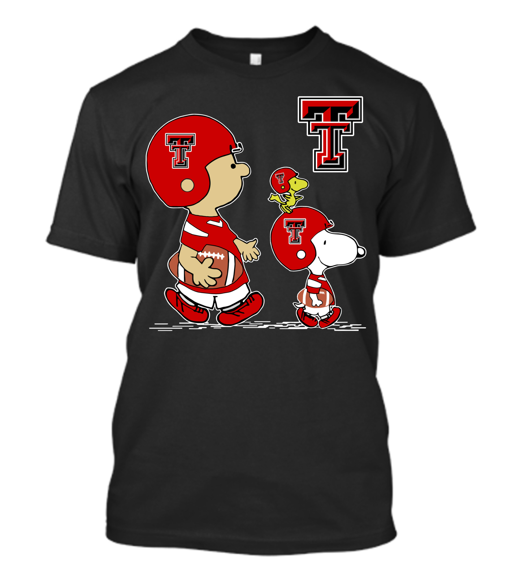 Texas Tech Red Raiders Peanuts Football Characters T-Shirt