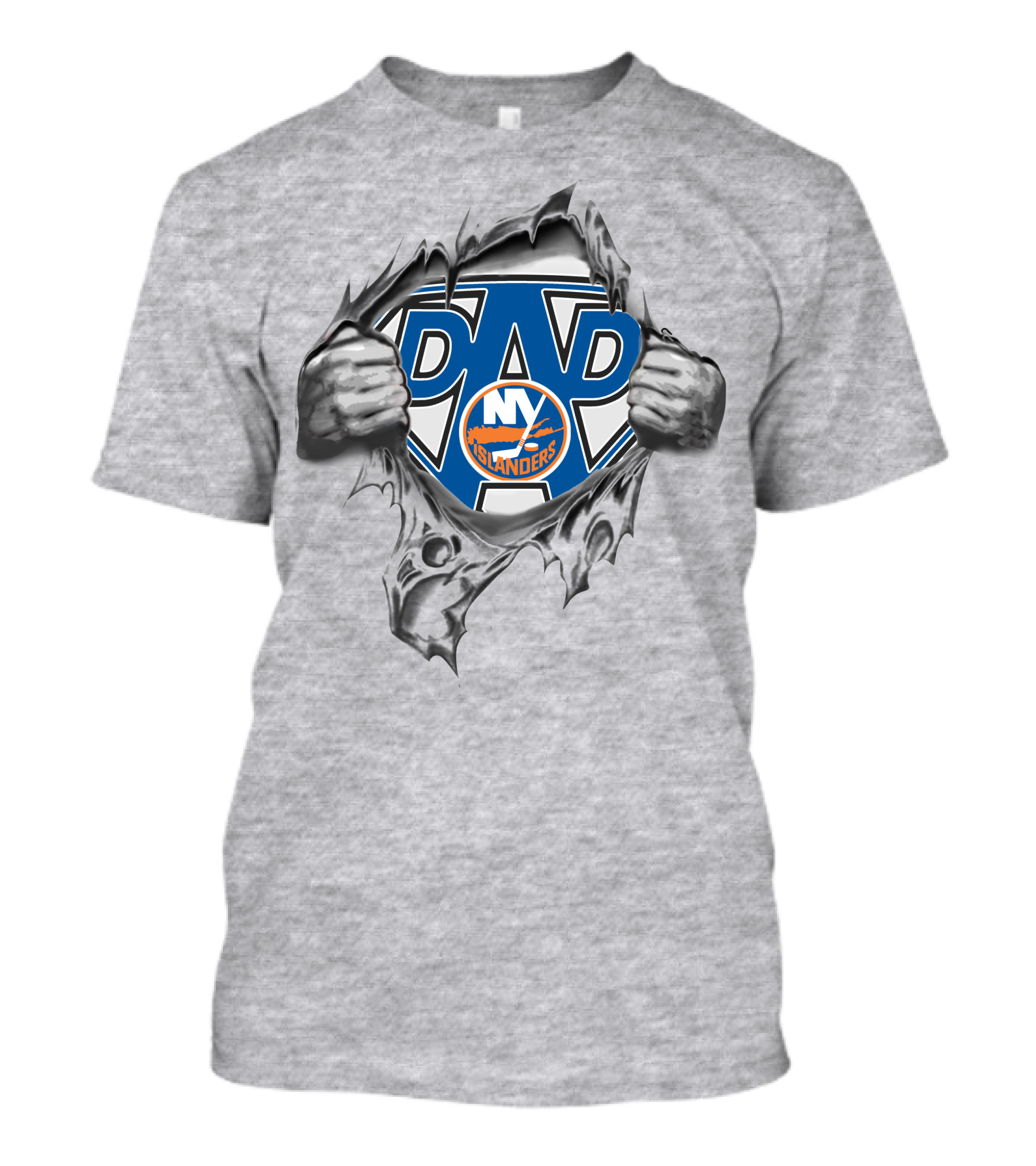 New York Islanders Super Dad Emblem Tear Hero T-Shirt