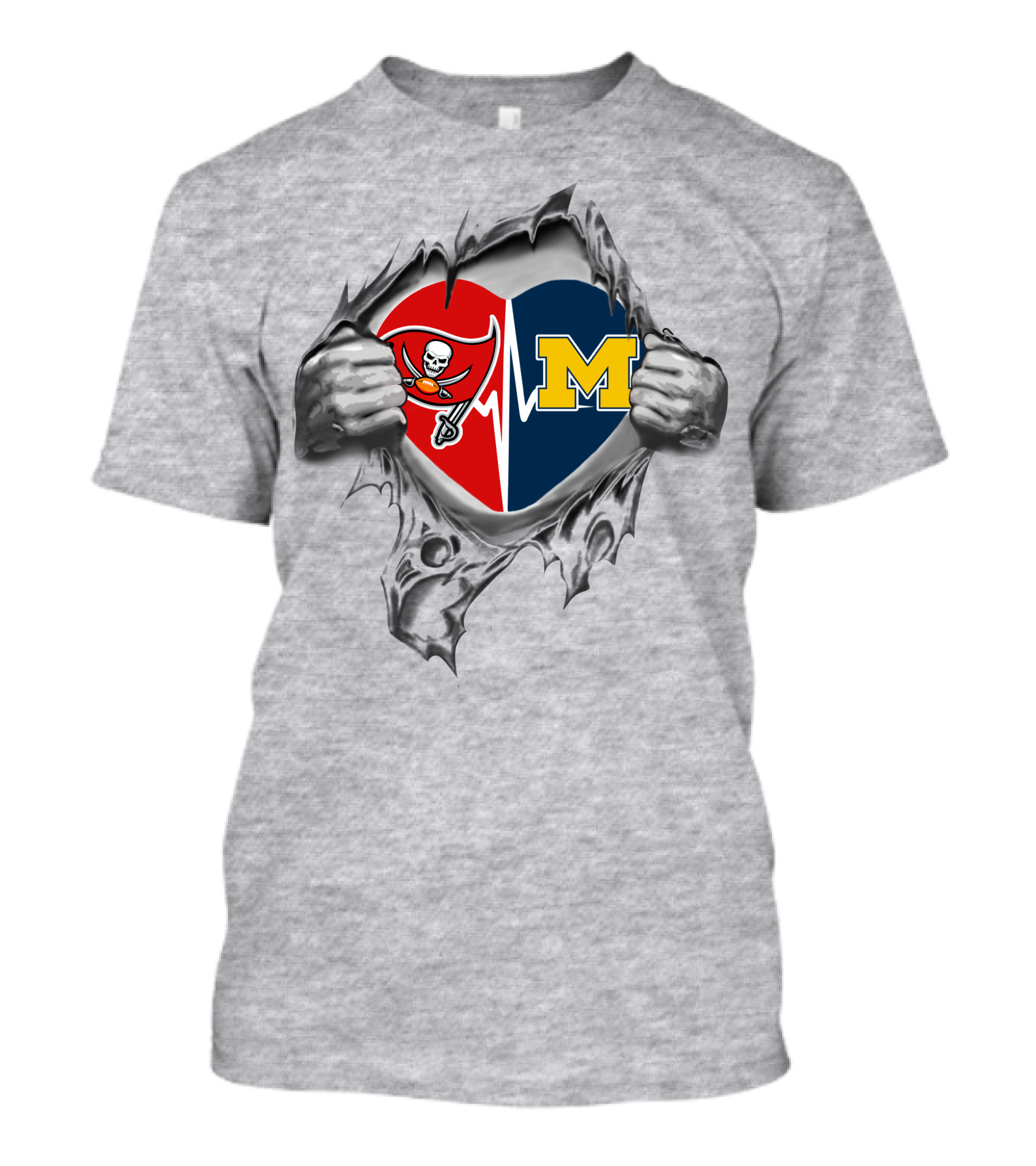Michigan Wolverines Tampa Bay Buccaneers Heart T-Shirt