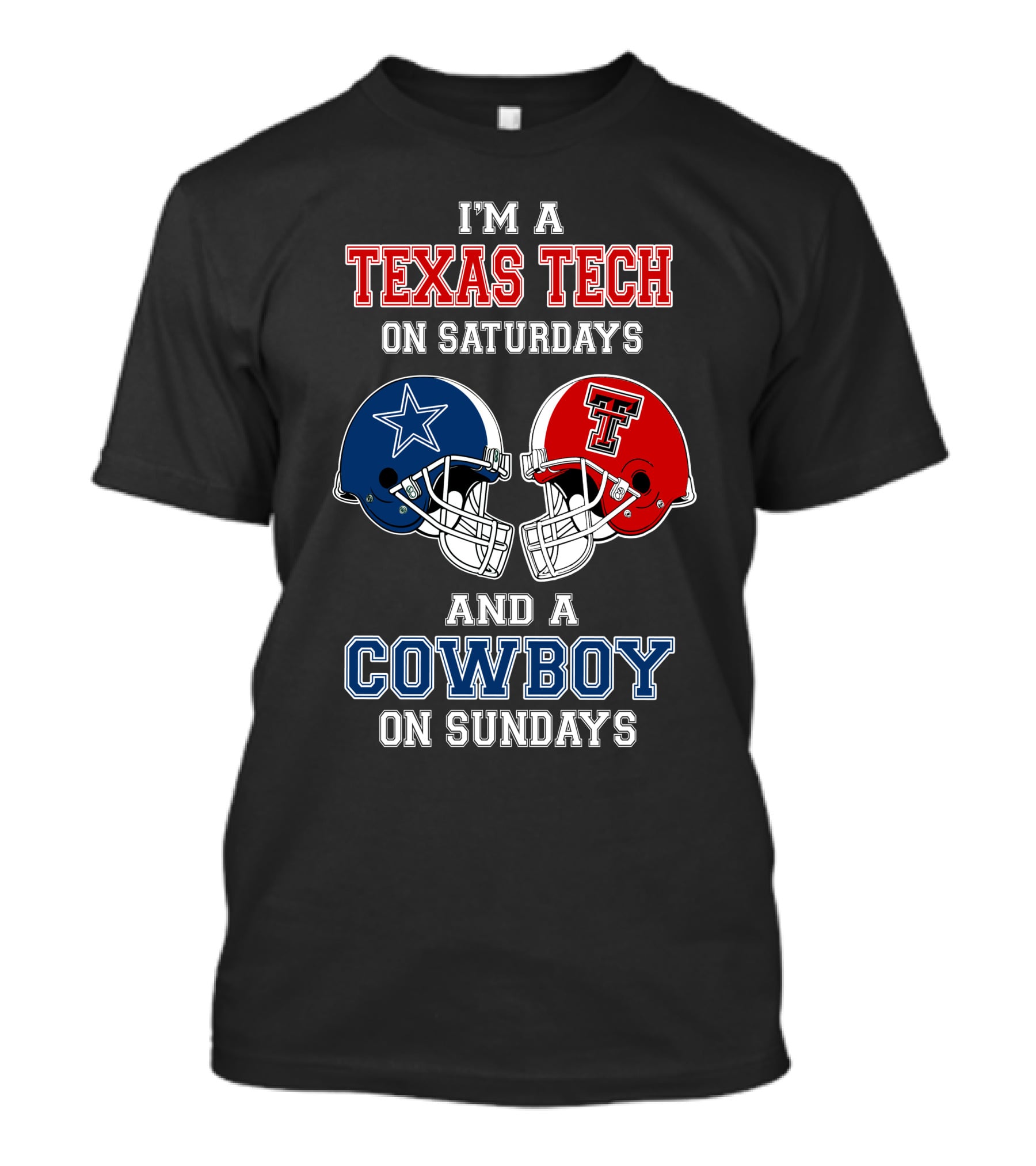 Texas Tech Saturdays Cowboys Sundays Football Helmets T-Shirt