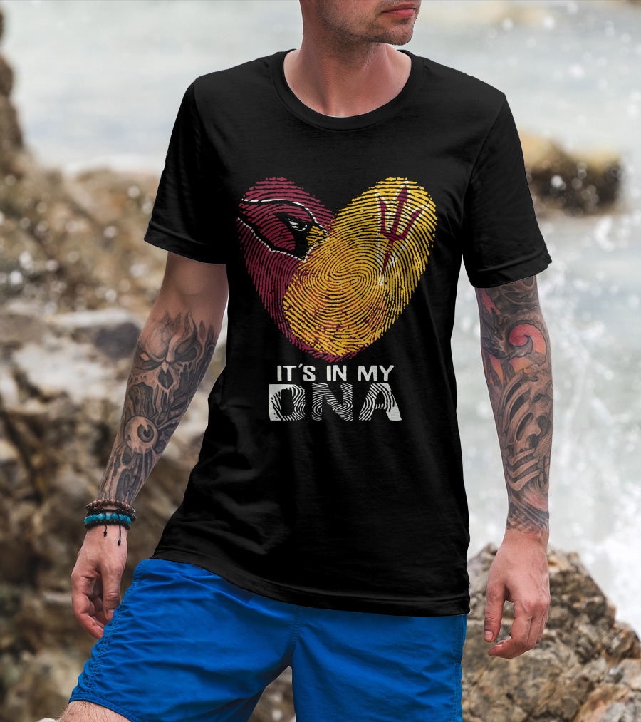 Arizona Cardinals Arizona State It's In My Dna Fingerprint Heart T-Shirt