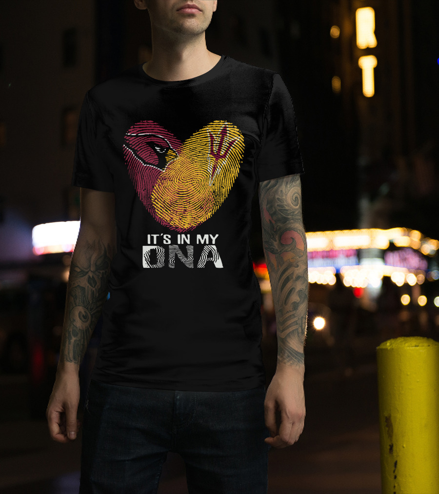 Arizona Cardinals Arizona State It's In My Dna Fingerprint Heart T-Shirt