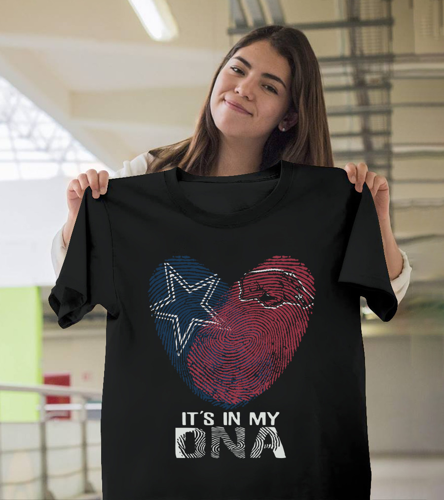 Cowboys Arkansas Razorbacks It's In My DNA Fingerprint Heart with Star and Hog T-Shirt