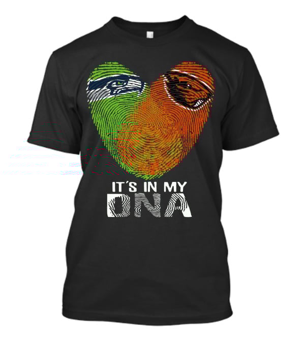 Seahawks Beavers It's In My DNA Heart Fingerprint T-Shirt