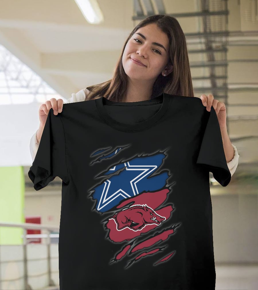 Dallas Cowboys And Arkansas Razorbacks Tear T-Shirt