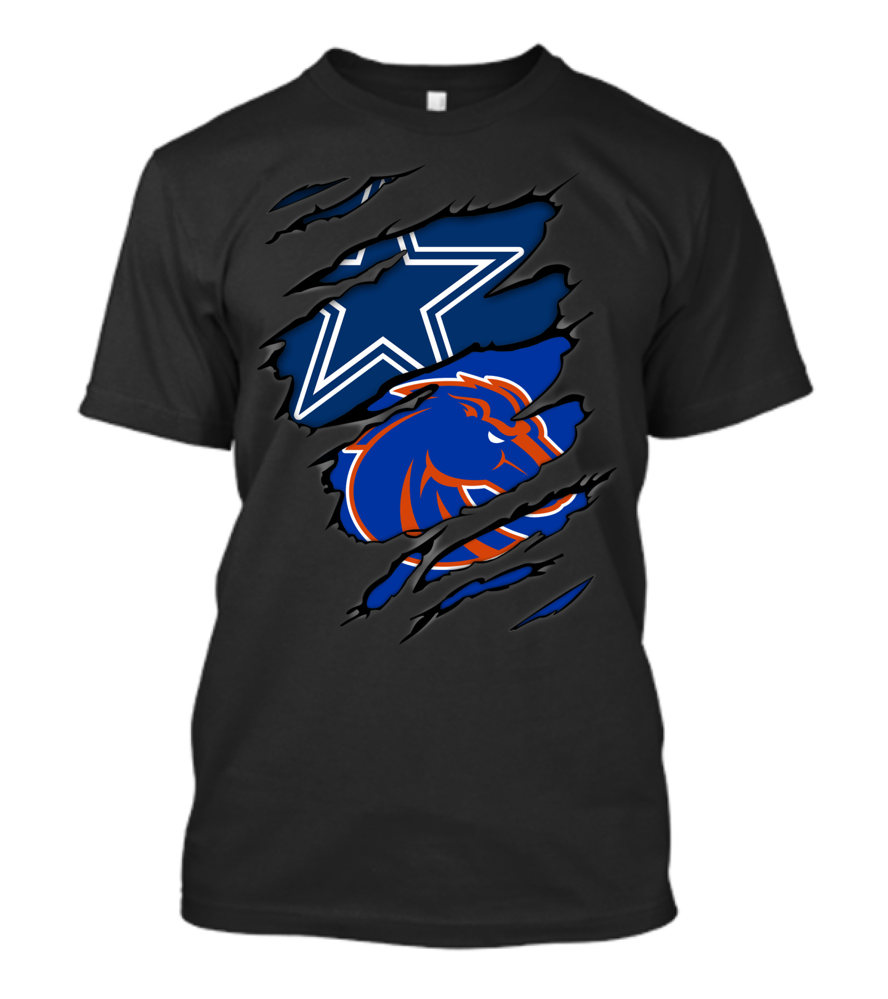 Cowboys Star And Boise State Broncos Logo Claw Marks T-Shirt