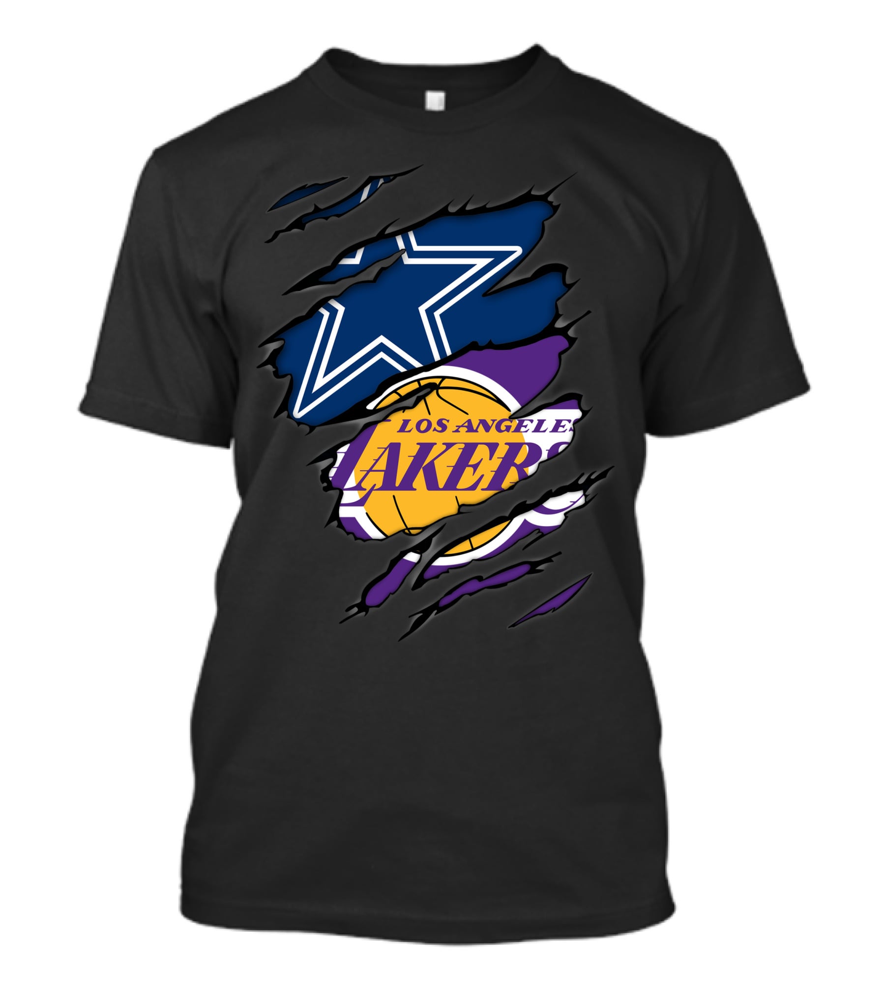 Dallas Cowboys Los Angeles Lakers Torn Logo Mashup T-Shirt