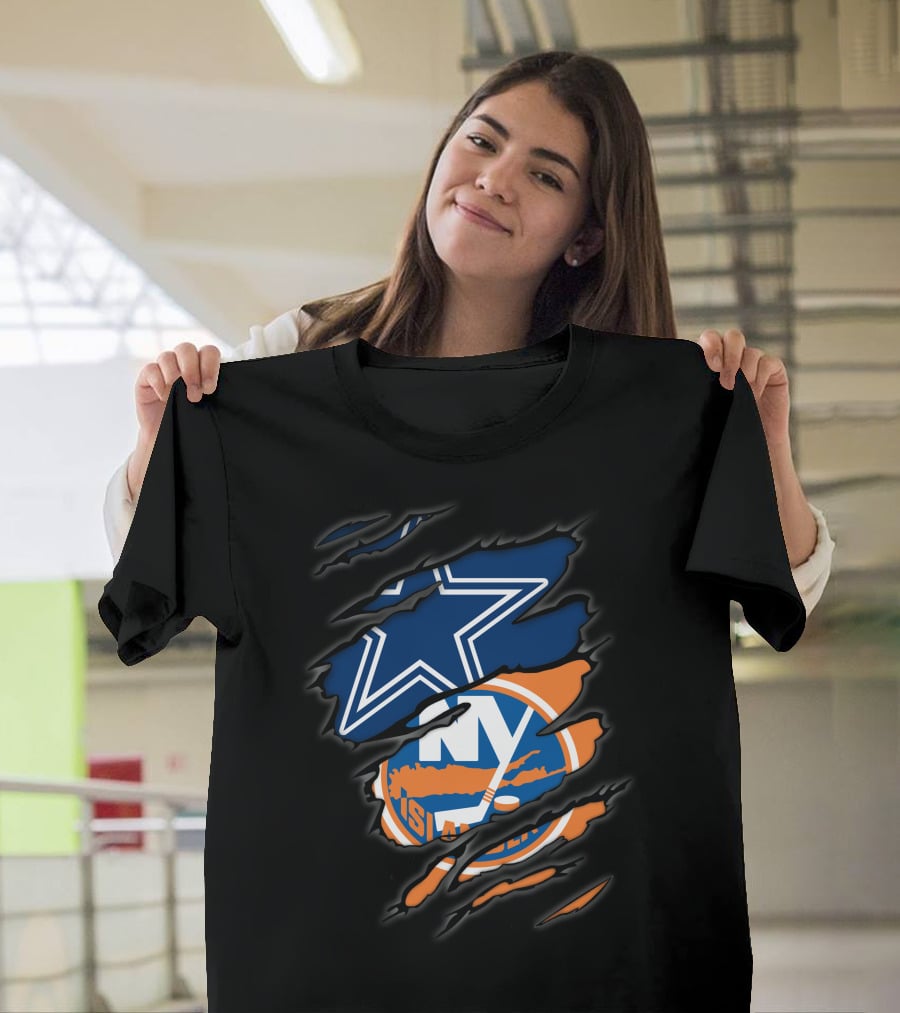 Cowboys And New York Islanders Logo Mashup T-Shirt