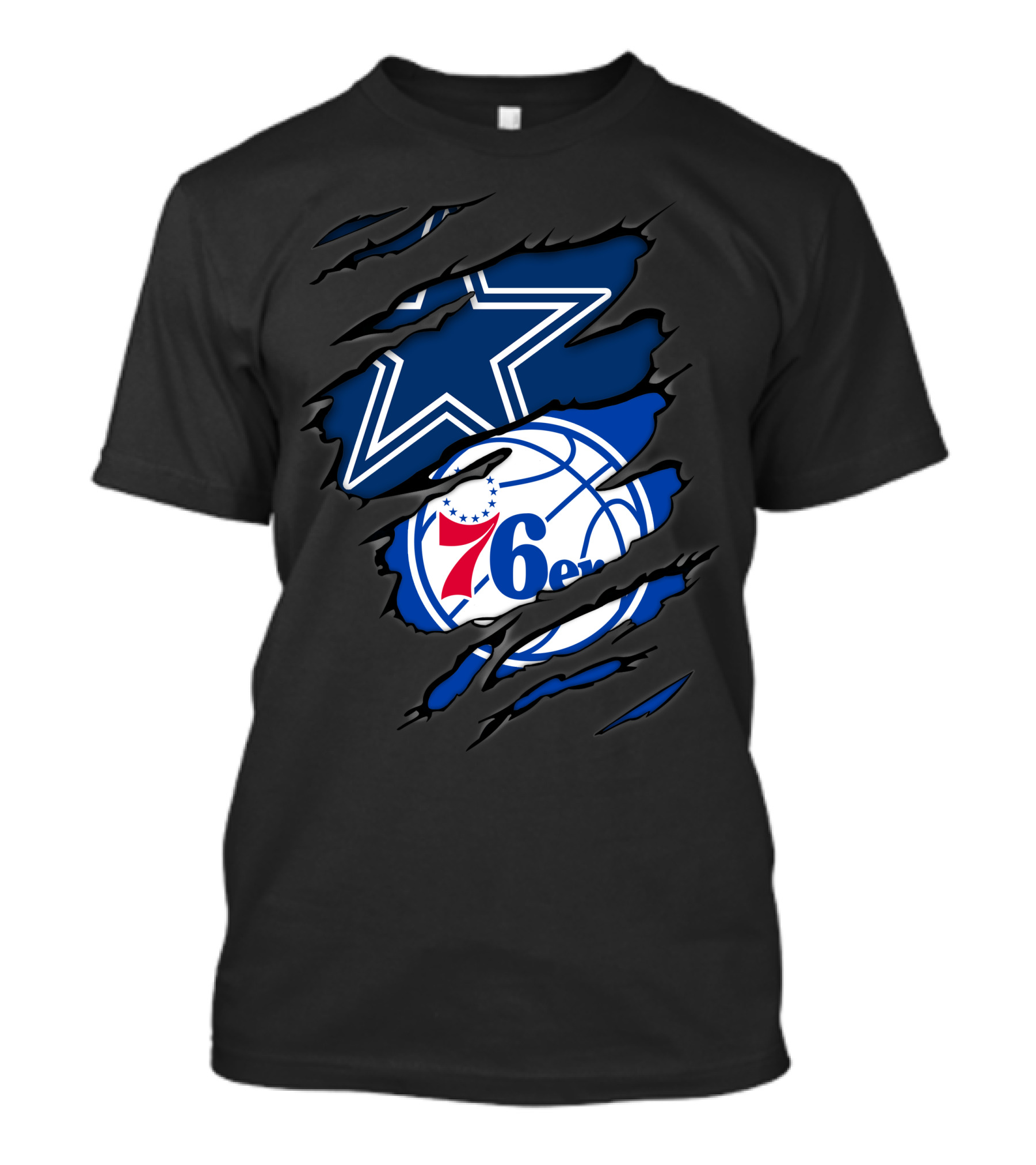Cowboys Philadelphia 76ers Star And Basketball Fusion T-Shirt