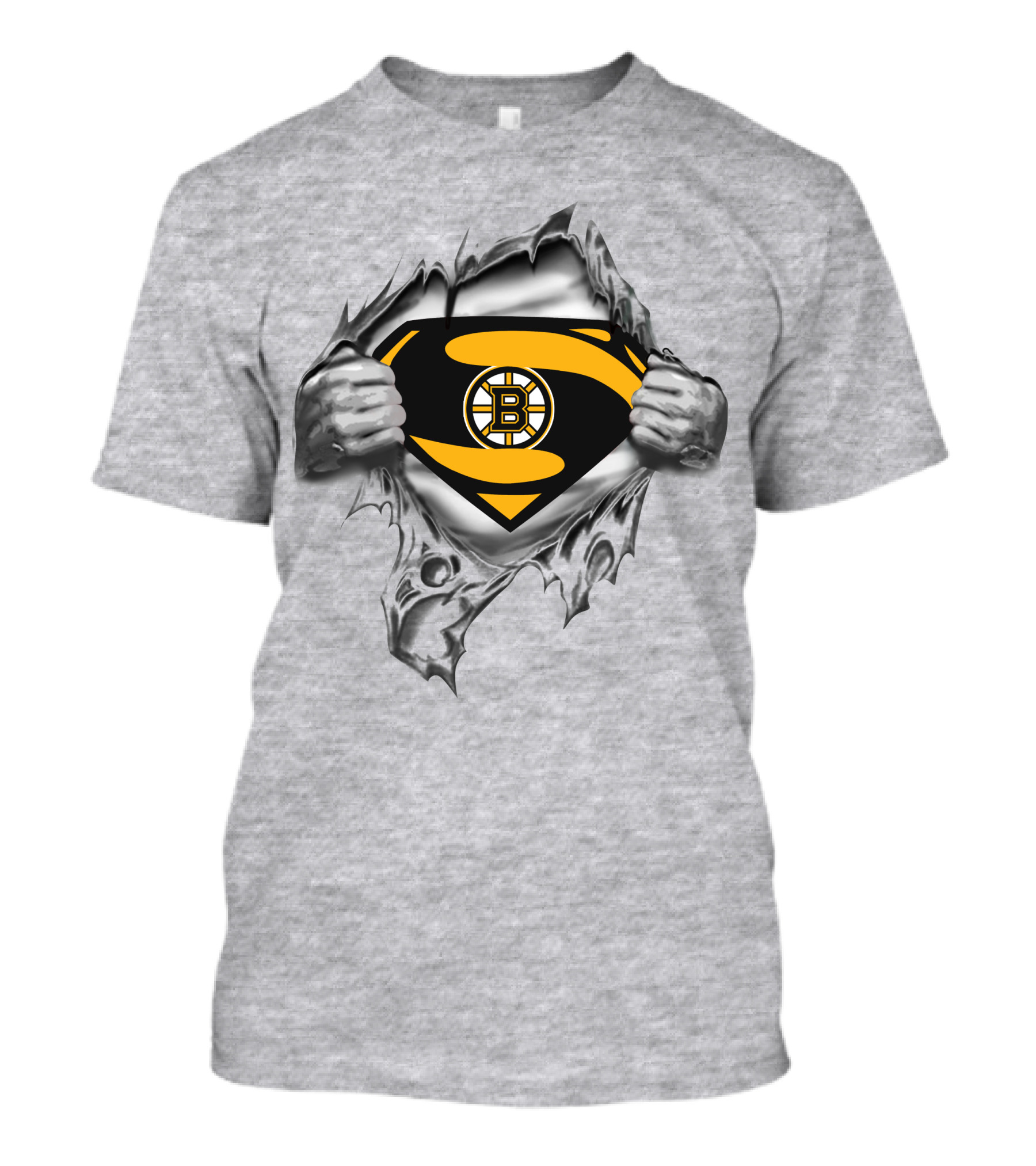 Bruins Superman Logo Integration With Ripped Shirt Effect T-Shirt