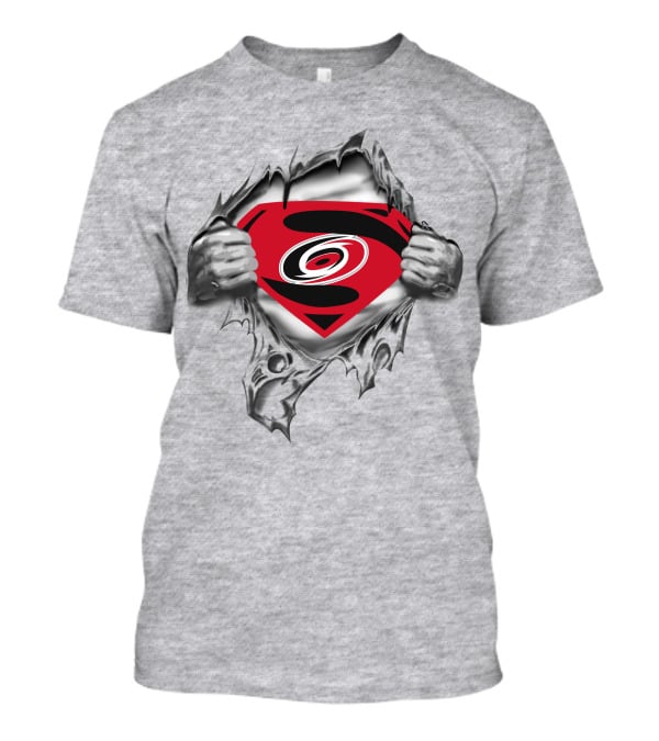 Hurricanes Carolina Superman Emblem Torn Chest T-Shirt