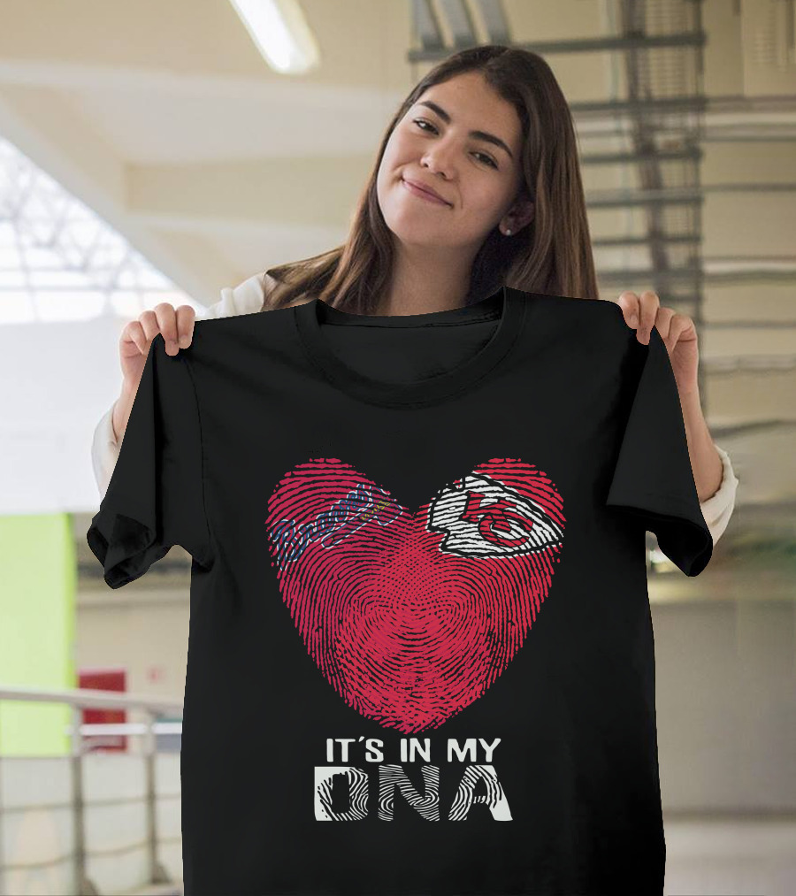 Atlanta Braves Chiefs Fingerprint Heart It's In My Dna T-Shirt