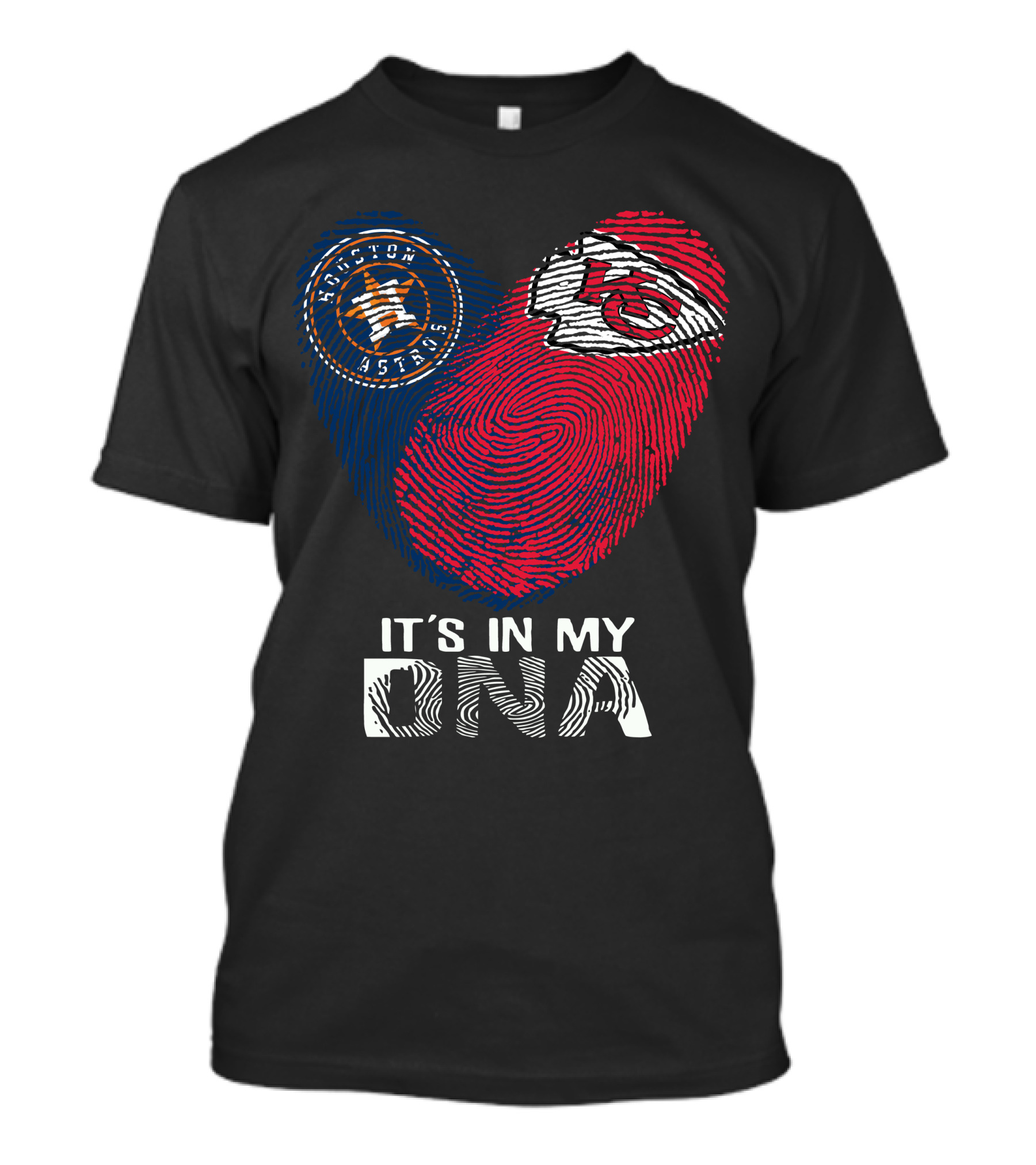Houston Astros Chiefs It's In My DNA Fingerprint Heart T-Shirt