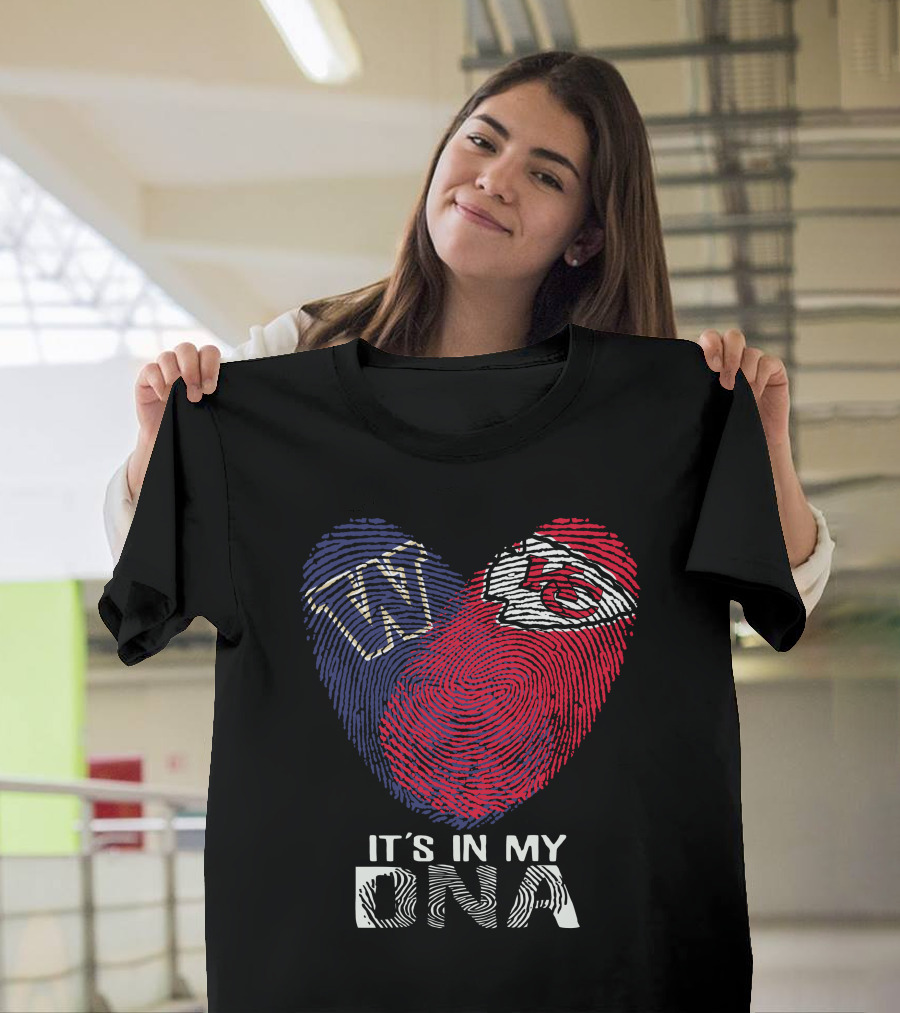 Washington Huskies W and Chiefs It's In My DNA Fingerprint Heart T-Shirt