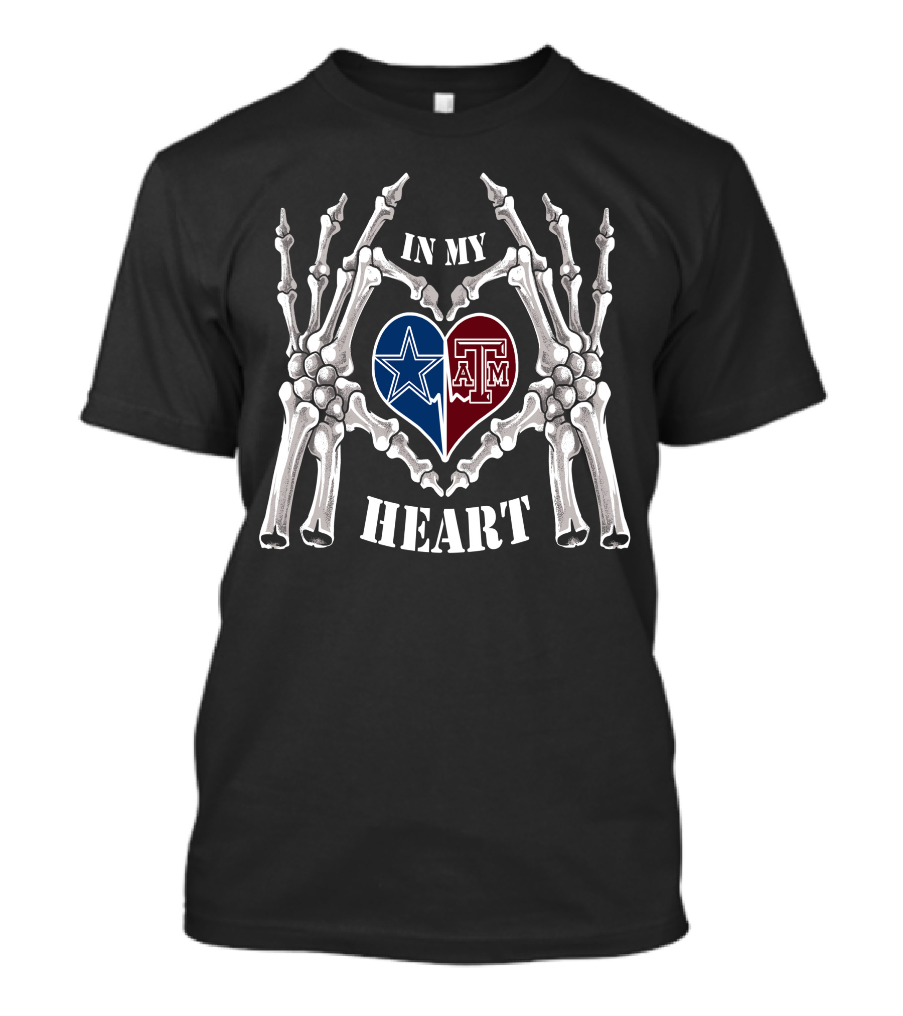 Cowboys A&M In My Heart Skeleton Hands T-Shirt