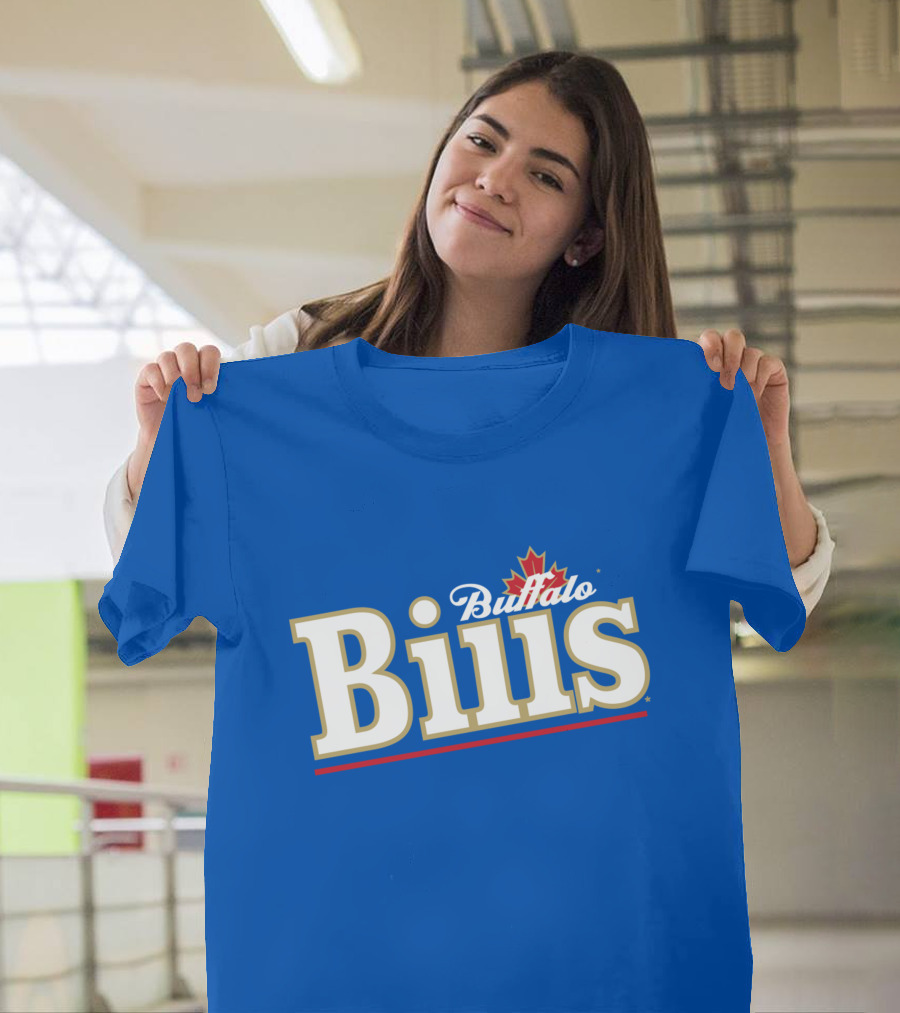 Buffalo Bills Logo with Red Maple Leaf T-Shirt