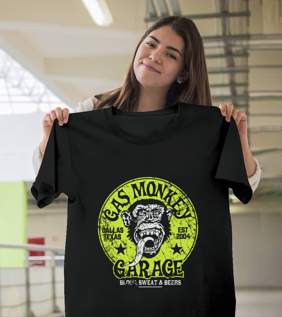 Gas Monkey Garage Dallas Texas Est 2004 Blood Sweat And Beers Vest Green T-Shirt