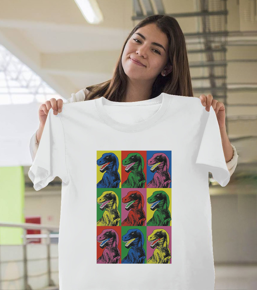 Pop Art T-Rex Jurassic Park Steven Spielberg Colorful Dinosaur T-Shirt