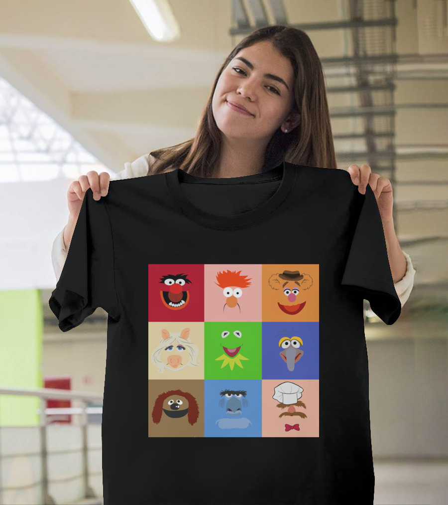 Muppets Faces Grid Featuring Kermit Piggy Fozzie Gonzo And More T-Shirt