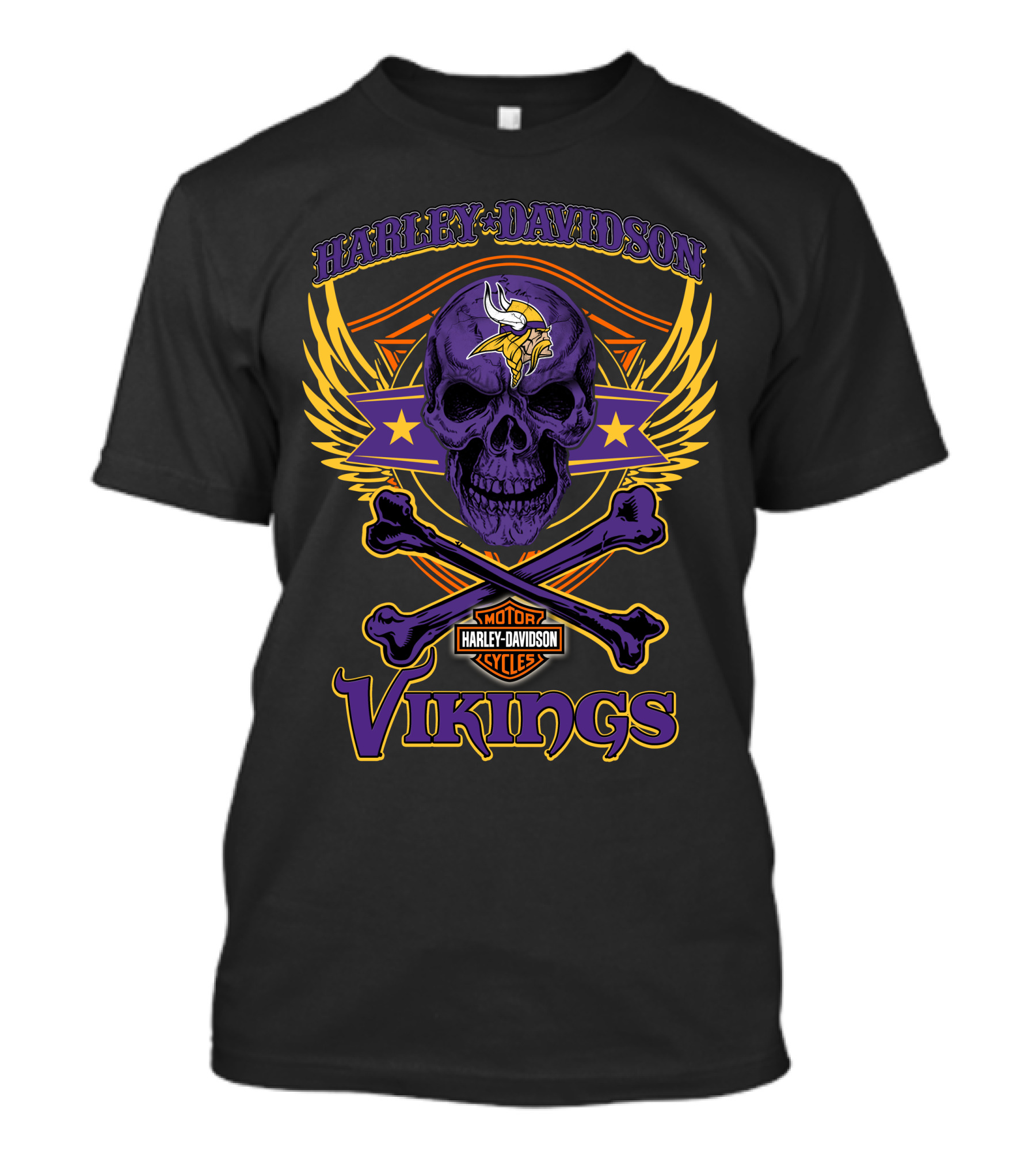 Harley Davidson Vikings Skull Minnesota Vikings Motorcycle Cycles T-Shirt