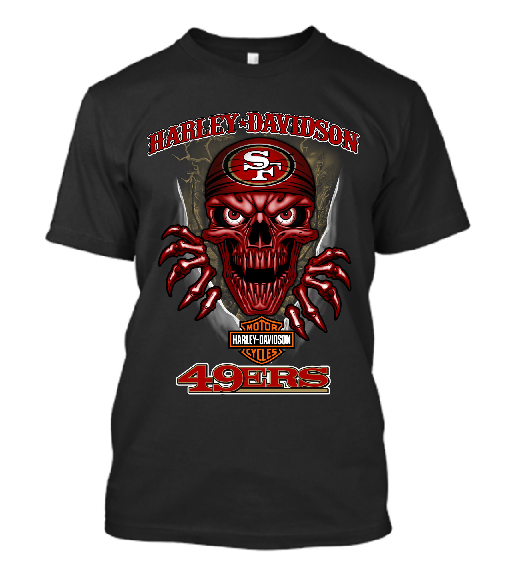 Harley Davidson Motor Cycles Sf 49ers Skull T-Shirt