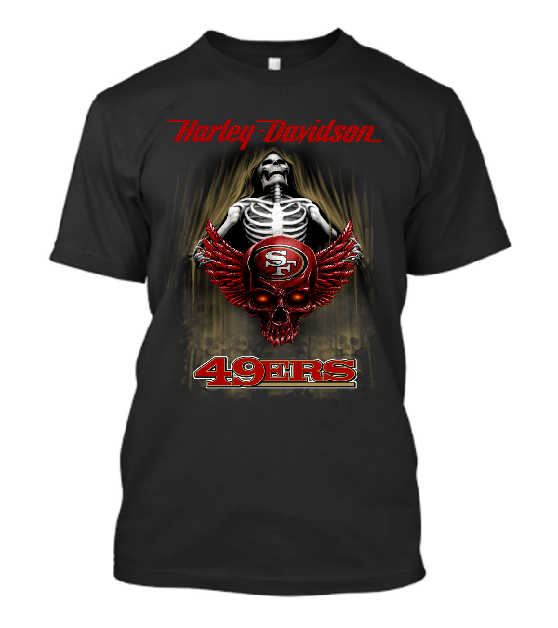Harley Davidson 49ers Skeleton Sf Logo Shirt Hdnfl 0610 T-Shirt