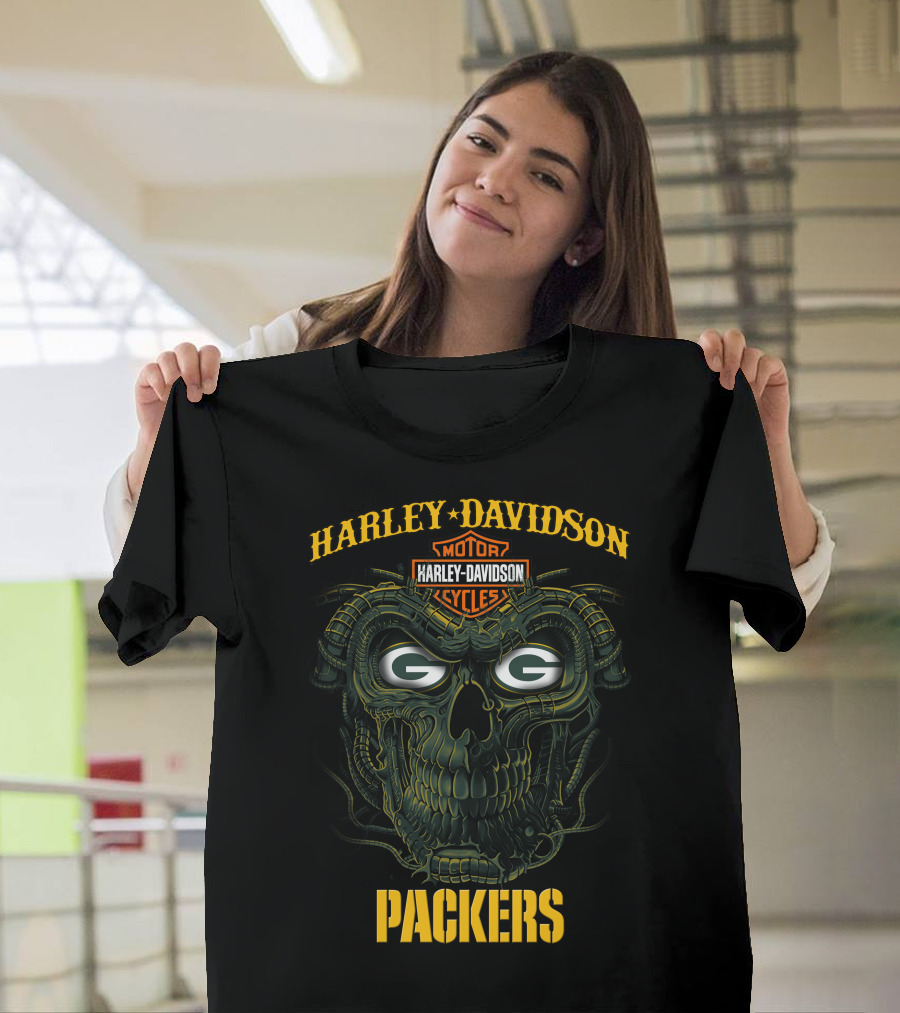 Harley Davidson Green Bay Packers G Skull T-Shirt