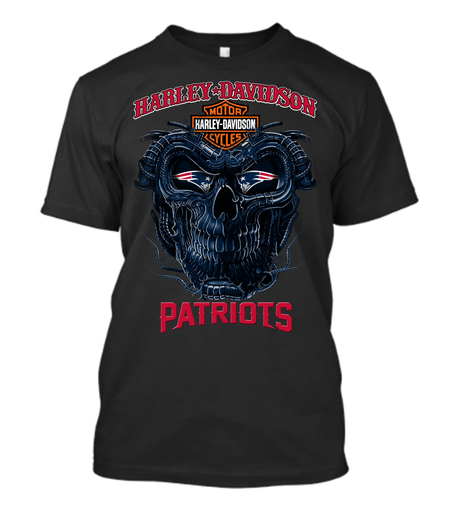 Harley Davidson Motorcycles Patriots Skull T-Shirt