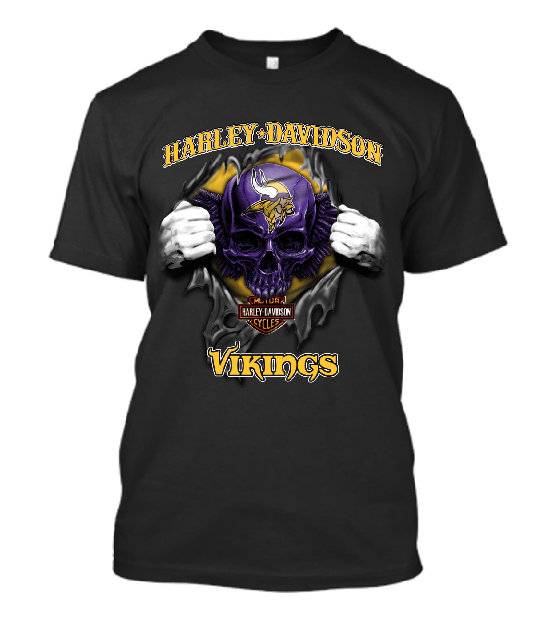 Harley Davidson Nfl Skull Minnesota Vikings Cycles T-Shirt