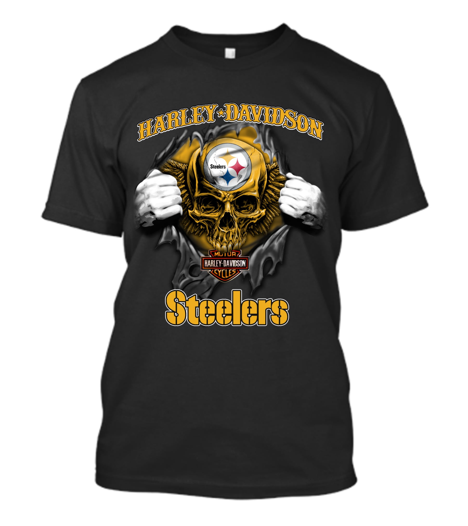 Harley Davidson Pittsburgh Steelers Skull Nfl Major Cycles T-Shirt