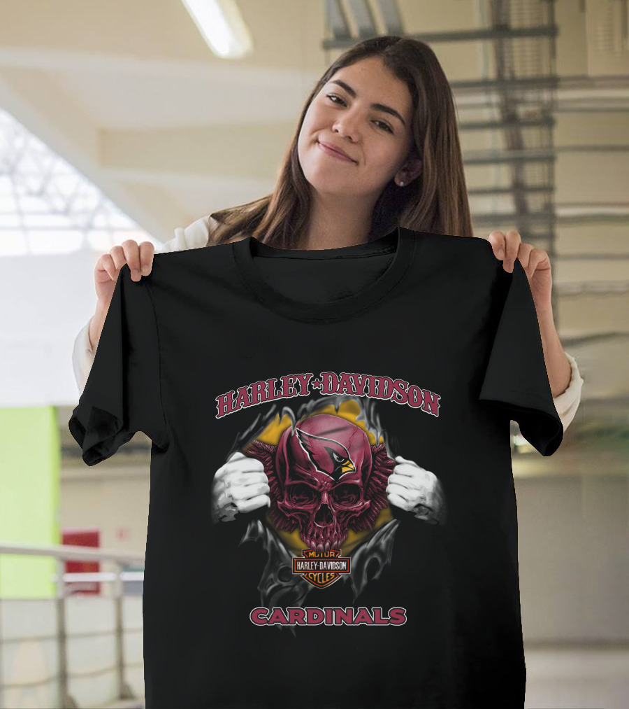 Harley Davidson Arizona Cardinals Skull Nfl T-Shirt