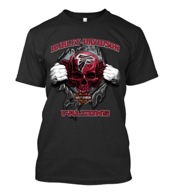 Harley Davidson Atlanta Falcons Nfl Skull Cycles Falcons T-Shirt