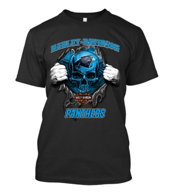 Harley Davidson Panthers Skull Nfl Carolina T-Shirt