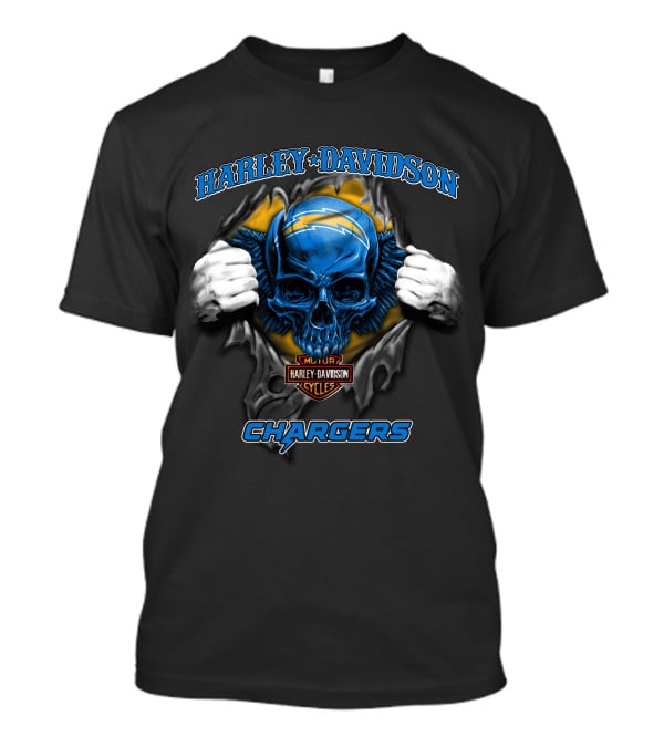 Harley Davidson Chargers Skull Nfl Los Angeles T-Shirt