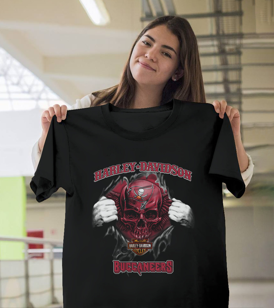 Harley Davidson Nfl Skull Tampa Bay Buccaneers T-Shirt