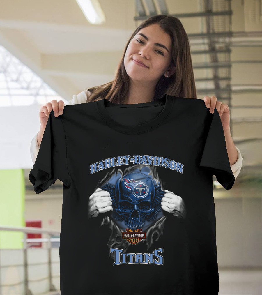 Harley Davidson Nfl Skull Titans Major Cycles T-Shirt