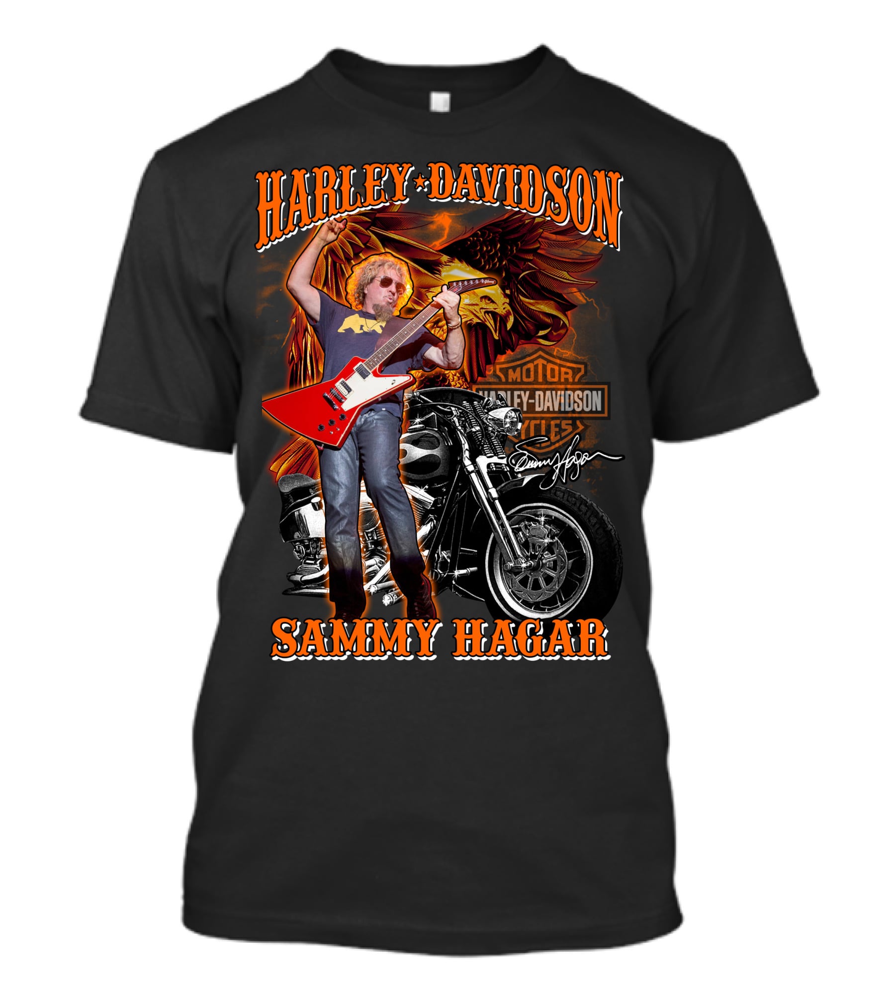 Harley Davidson Sammy Hagar Motorcycles Eagle Guitar Performance T-Shirt