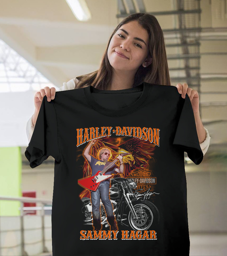 Harley Davidson Sammy Hagar Motorcycles Eagle Guitar Performance T-Shirt