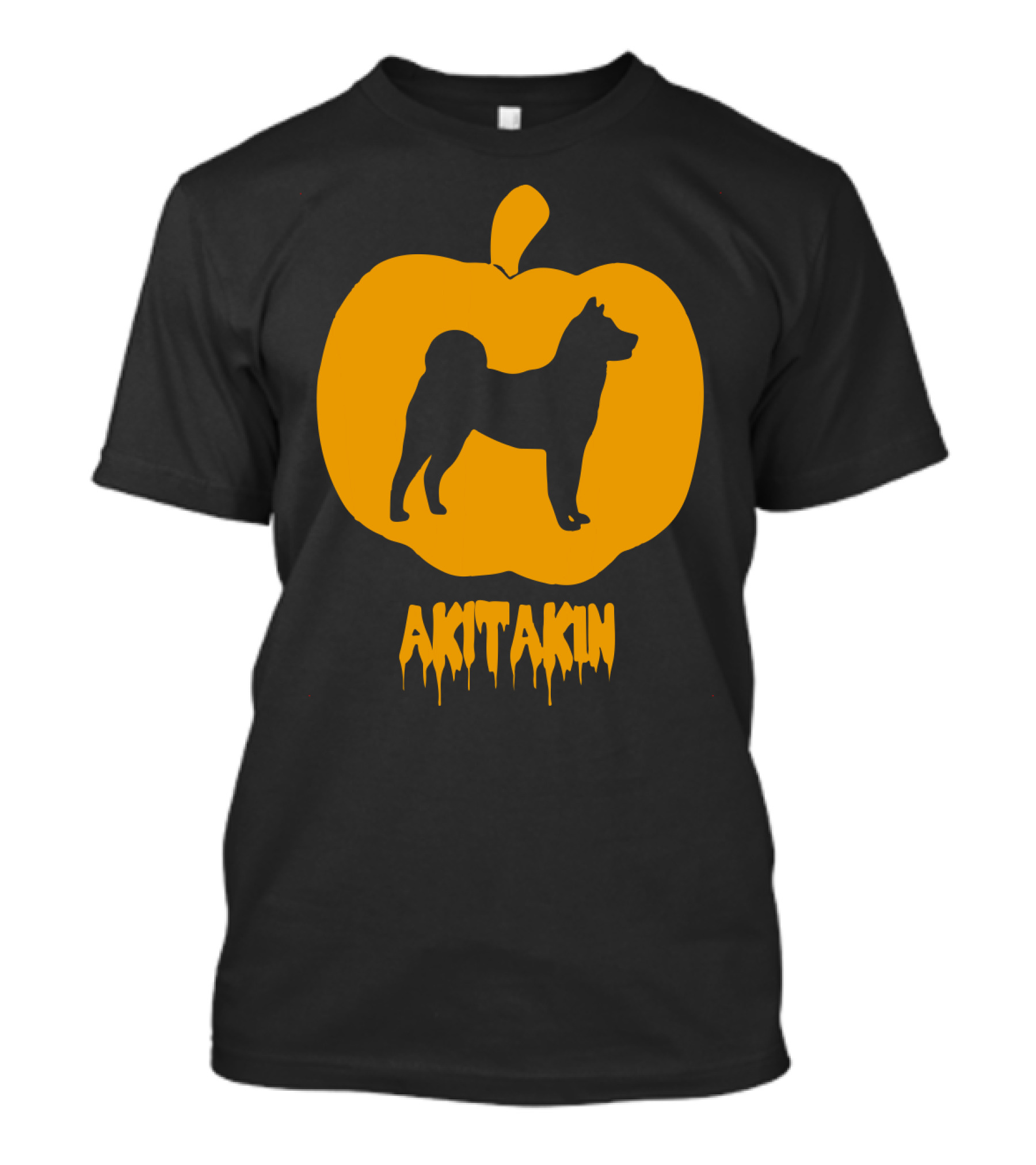Akita Kin Silhouette Inside Pumpkin Shape T-Shirt