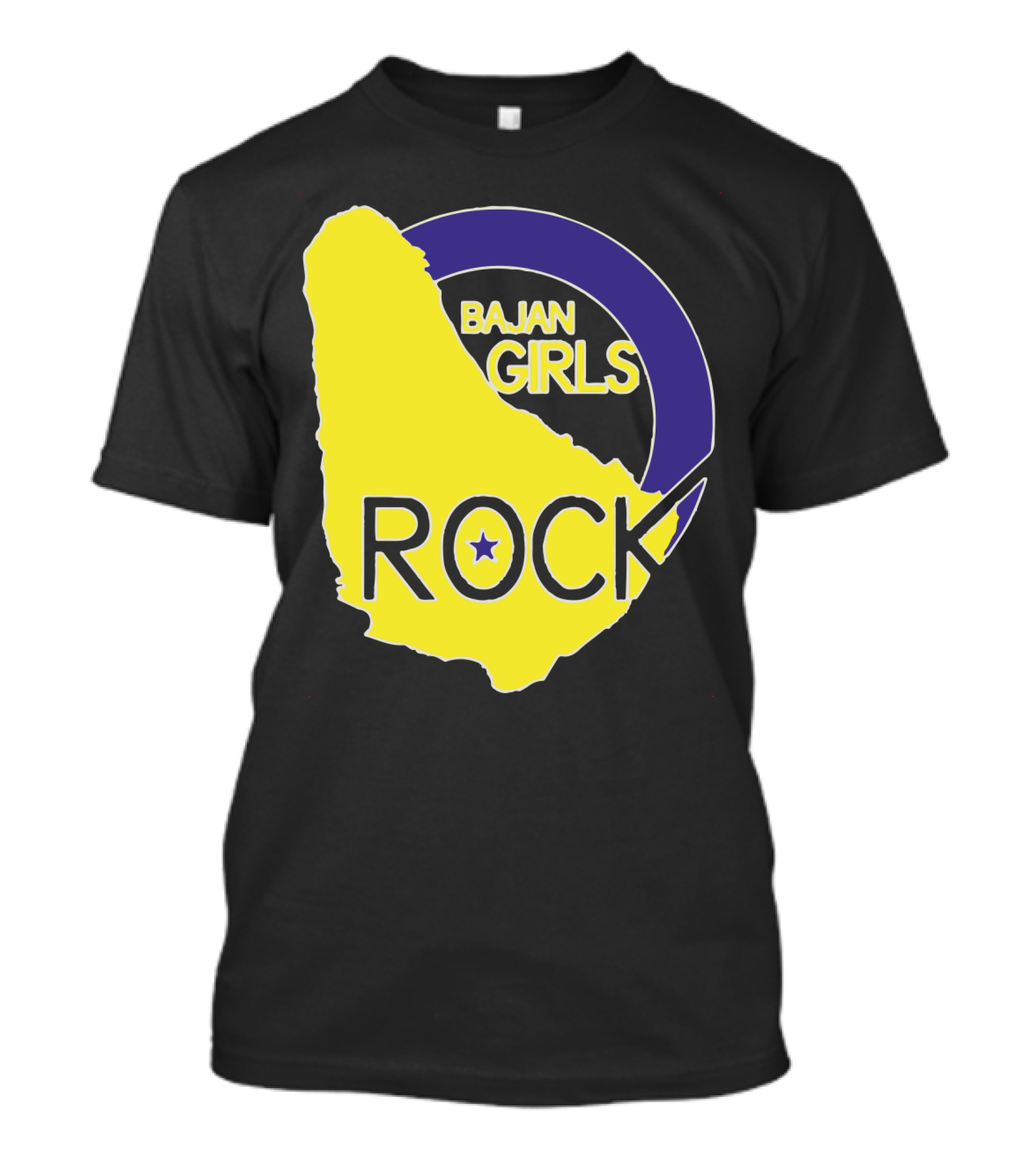 Bajan Girls Rock Barbados Map Yellow And Purple T-Shirt