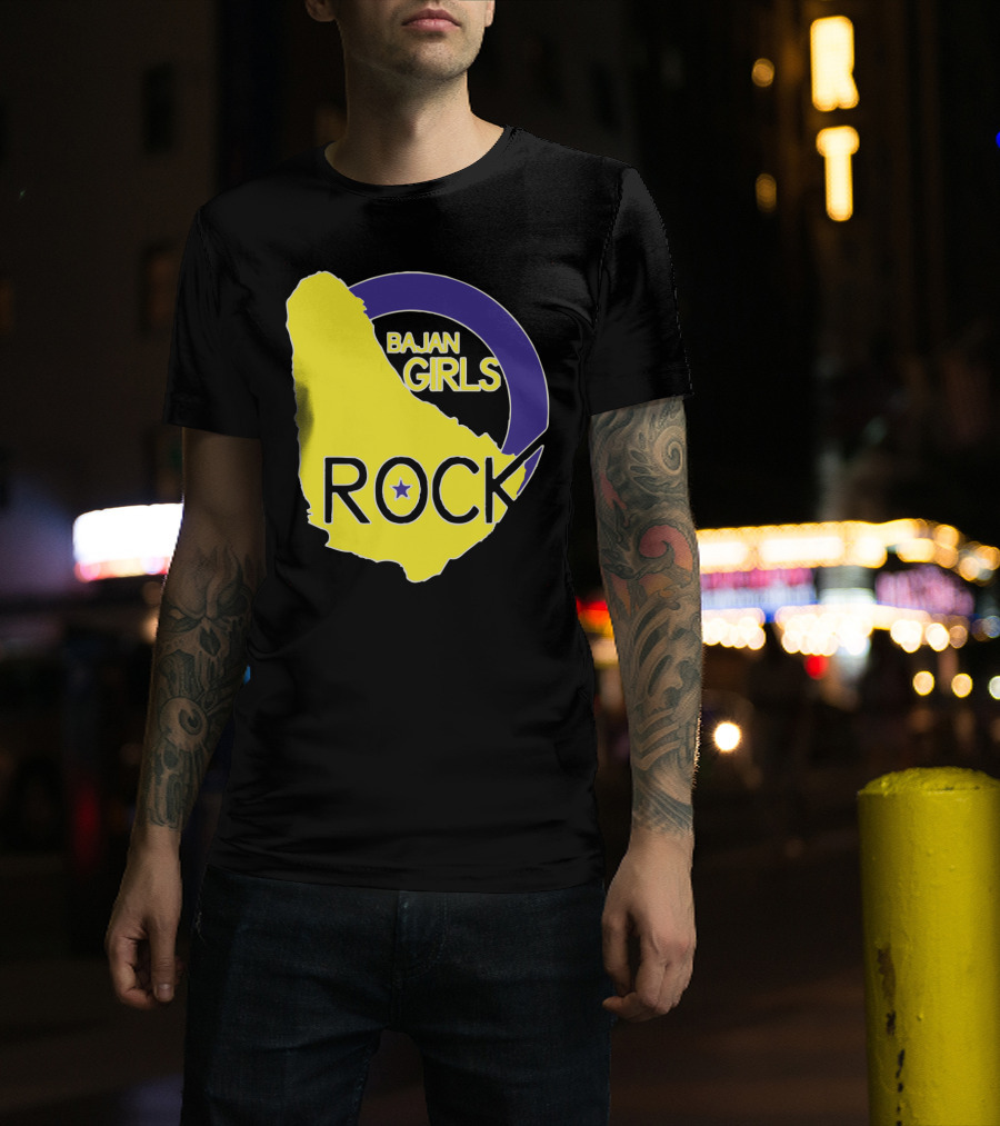 Bajan Girls Rock Barbados Map Yellow And Purple T-Shirt