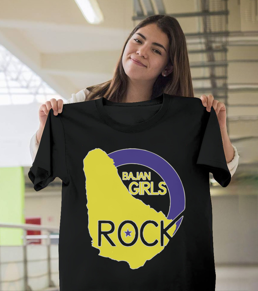Bajan Girls Rock Barbados Map Yellow And Purple T-Shirt