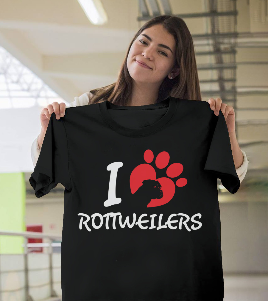 I Love Rottweilers Paw Prints T-Shirt
