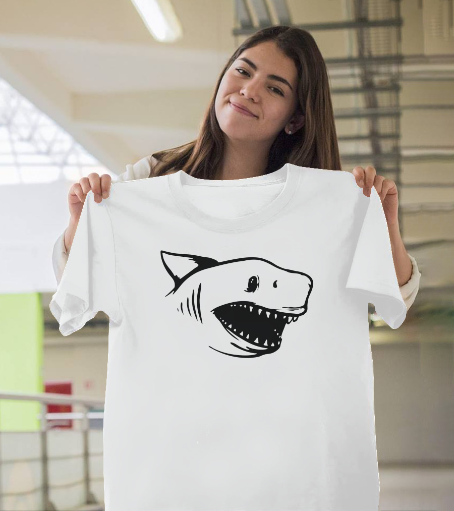 Ask Me About My Shark Grinning Shark Head T-Shirt