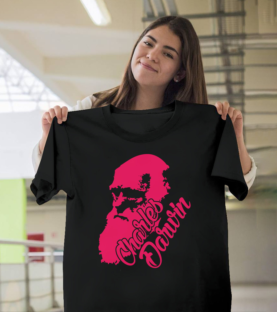 Charles Darwin Retro Pink T-Shirt